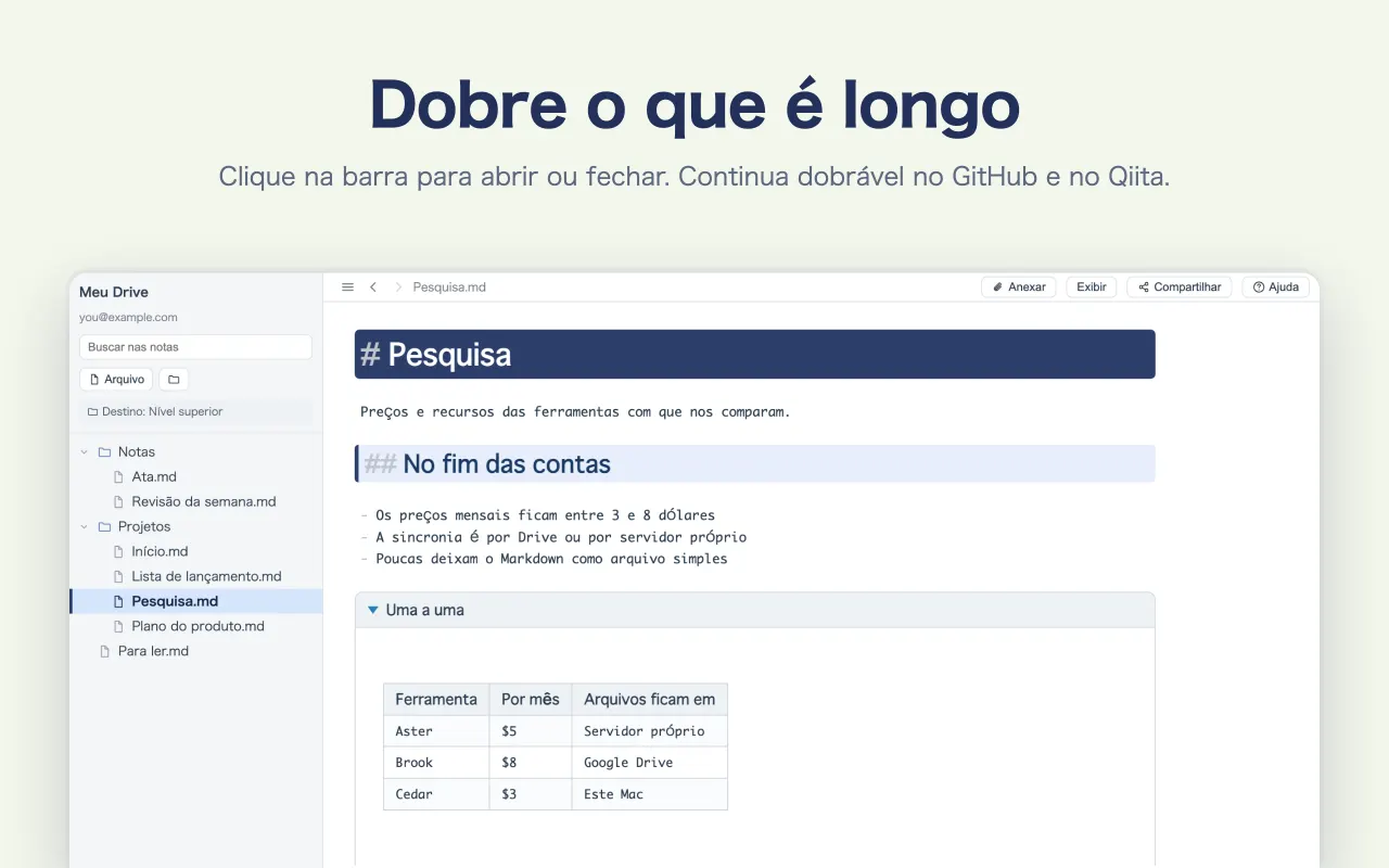 Dobre o que é longo — Clique na barra para abrir ou fechar. Continua dobrável no GitHub e no Qiita.